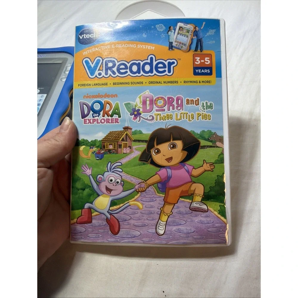 V.Reader By Vtech And 3 Cartridges No Charger UNTESTED